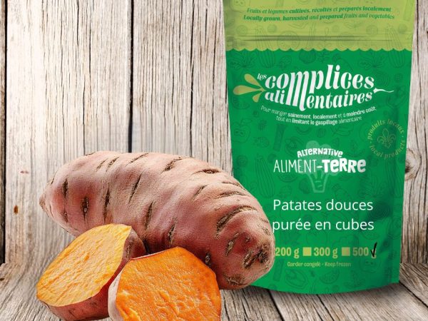 Patates douces en purée en cube